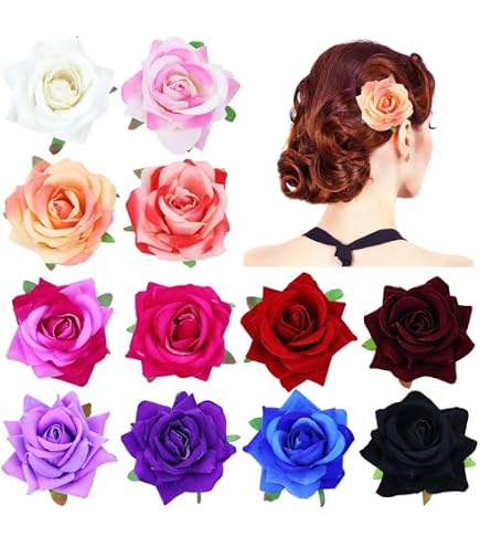 Amazon.com: inSowni 16 Pack Realistic Big Rose Flower Hair  display picture 1