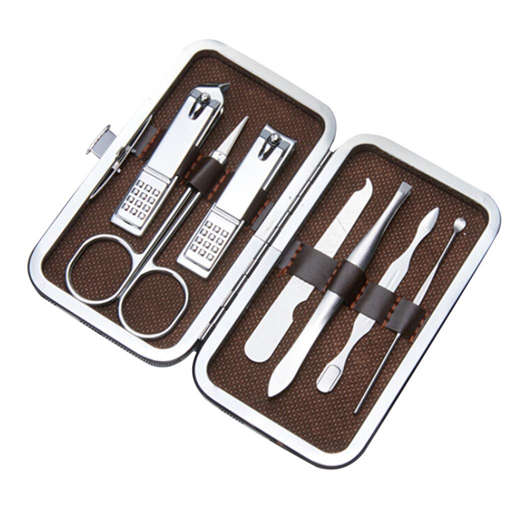 Manicure Set Nail tools, 7Pcs Portable Stainless Steel Nail Clippers Scissors Suit Set Kits Manicure For Travel (7Pcs, A) : Beauty