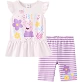 Peppa Pig Girls Pant Sets Ruffle Long Sleeves Top Shirt and Leggings 2-6Y | Officially Licensed, Soft Fabric, 2 Pieces Clothes Set