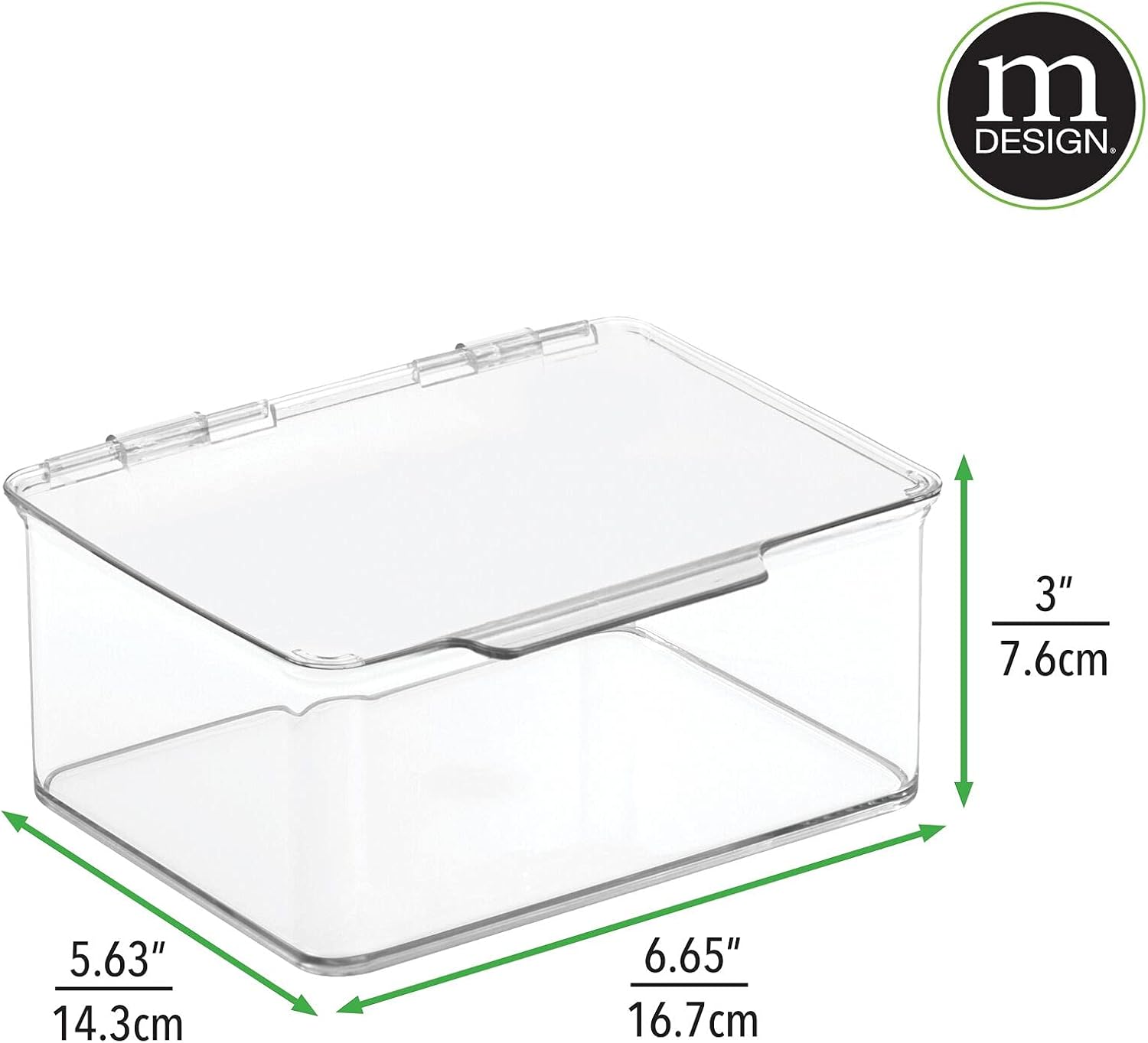 mDesign Small Mini Plastic Stackable Home, Office Supplies Storage Organizer Box with Attached Hinged Lid - Holder Bin for Note Pads, Gel Pens, Staples, Dry Erase Markers, Tape - 2 Pack - Clear : Office Products