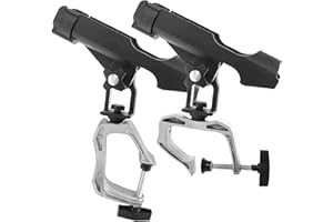 LBW Boat Fishing Rod Holder Clamp on Rod Holder 360 Degree Adjustable Dual-use Fishing Pole Holder for Boat Dock Pontoon Canoe 2 PCS