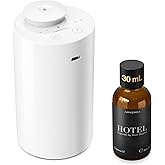 Waterless Essential Oil Diffuser Starter Kit with 30mL Hotel Fragrance Oil Inspired by Four Season, Battery Operated Car Diffuser, Portable Aroma Nebulizer for Home Car Office, AN6Kit-2, White