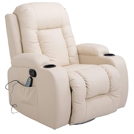 HOMCOM Massagesessel Fernsehsessel Relaxsessel TV Sessel Wärmefunktion mit Fernbedienung Liegefunktion und Getränkehaltern (c