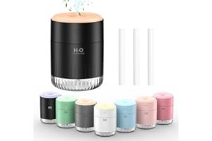 SZO Colorful Mini Humidifier, USB Rechargeable Humidifier, small humidifier, 4 Modes Super Quiet, Humidifiers For Bedroom,Suitable For Travel Office Family Baby Bedroom-Black