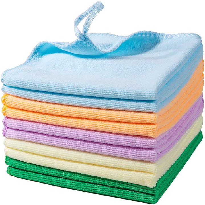 10PCS Premium Cleaning Cloths, Super Absorbent Dish Cloths,Soft Thick Durable Cleaning Towels, Quick Drying Microfiber Cleaning Rags and Wash Cloth for Kitchen, Home, Car, Window, Counter (5 Colors)