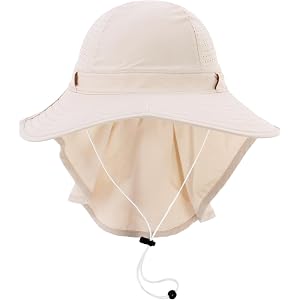 Sun Hats for Men Women with Neck Flap UPF 50+ UV Protection Wide Brim Bucket Hat Safari Hiking Fishing Hats