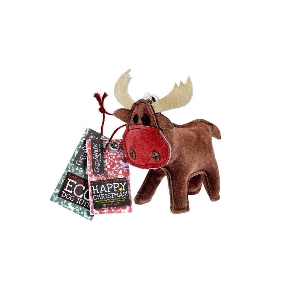 Rudy the Reindeer - Eco Dog Toy Jute and Suede Green & Wild