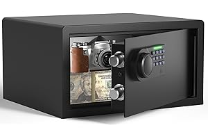 Grimtron Safe Box - (1.29 cu. ft.) Home Safe with Silent Mode, Backlit Keyboard and LED Light, Secure Money Safe Caja Fuerte, Anti-Rust, Anti-Theft, Anti-Pry