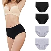 LaNavisse Cotton Underwear for Women High Waist Ladies Panties Breathable Full Coverage Briefs 4 Pack (Regular & Plus Size)