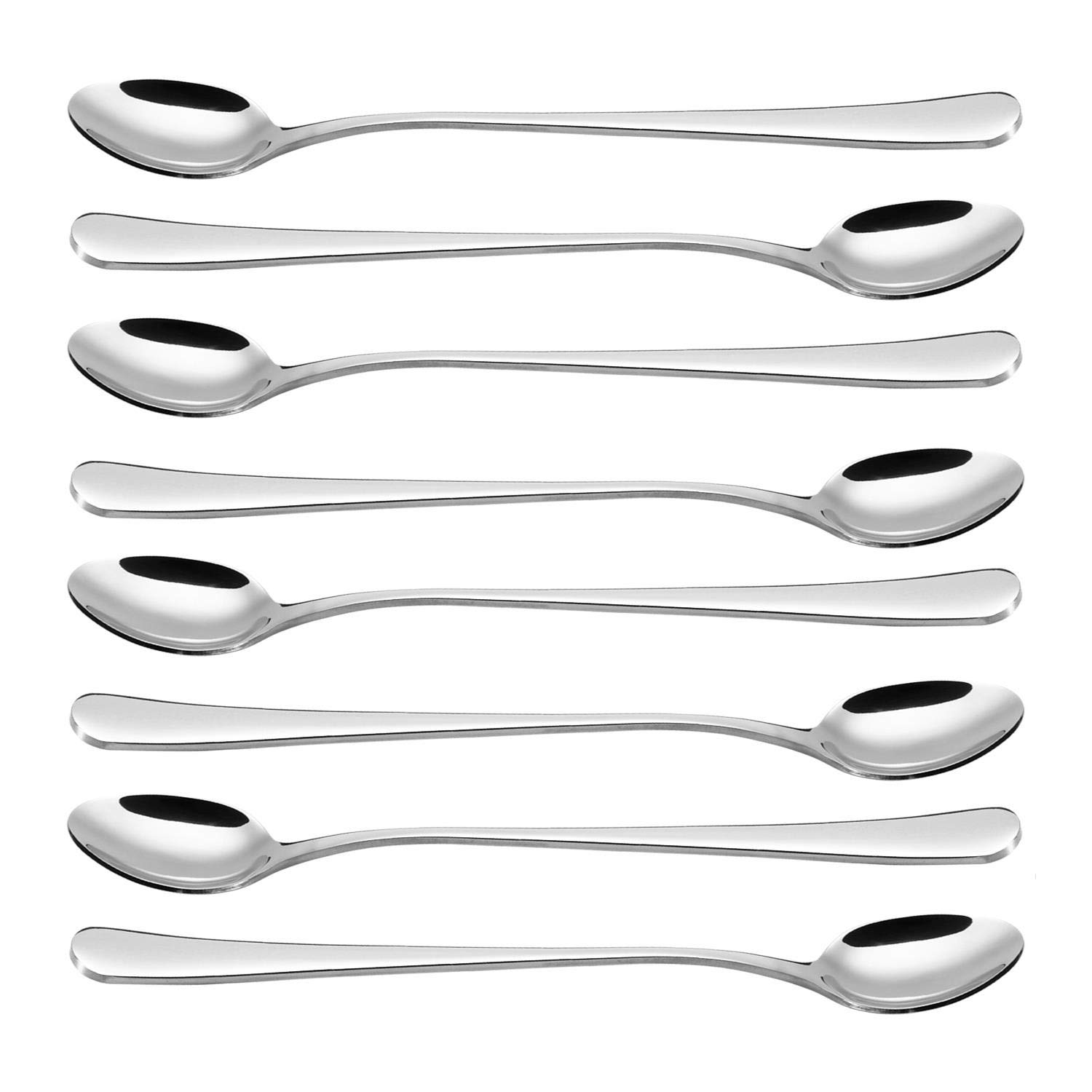 Vinsani Latte Spoons, Set of 8 Long Handle Spoons, Stainless Steel Coffee Spoons Tea Spoon Ideal for Latte Coffee, Espresso, Hot Chocolate, Hot Drinks, Dessert & Ice Cream Sundae - 7.8 inch (Silver)