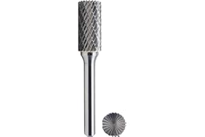 SB-5 Tungsten Carbide Burr Cylinder Shape Double Cut Rotary Burrs File(1/2''cutter Dia,1''Cutter Length) with 1/4'' (6.35mm) Shank dia, by LU&MN