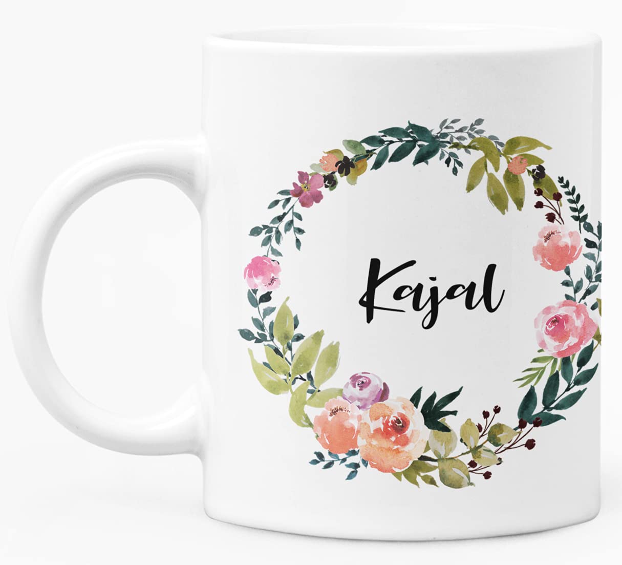 Buy RINKON KAJAL Floral Round Name with Text Printed Cup Best Gift for Name KAJAL Birthday 