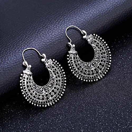 satyam kraft oxidised silver earrings for women (standard size)