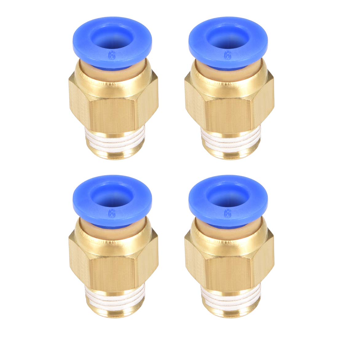 sourcing map Straight Pneumatic Push to Quick Connect Fittings G1/8 Male x 6mm Tube OD 4pcs