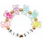 Lorenleya Big Sister Bracelets, Heart Charm Beads Stackable Bracelet Surfer Stretch Accessories Jewelry Gift for Big Sis