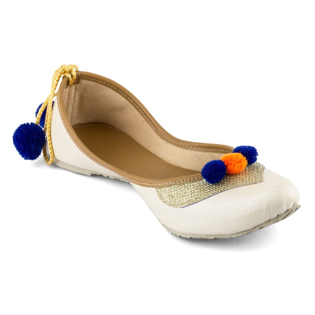 tashi women's beige & pink artificial leather jutis