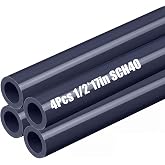 Joyfolk 4 Pcs 1/2 Inch PVC Pipe 17long Sch40 Industrial Pipes, Dark Grey | Home, Diy, Greenhouse, Garden, Farm, Workshop, Furniture Grade, Plumbing, Heavy Duty