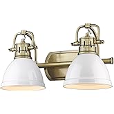 Golden Lighting Duncan Aged Brass Two-Light Bath Vanity with Matte White Shades