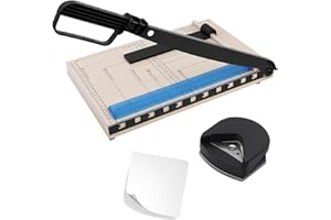 HEBAOGUGU Paper Cutter, 12" Titanium Blade Guillotine Paper Cutter with Corner Rounder, Heavy Duty Guillotine, Paper Trimmer with Safety Guard, Paper Cutter Slicer for Cardboard,Vinyl,Crafts&Photos (Blue)