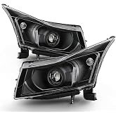 ACANII - For 2011-2015 Chevy Cruze Black Housing Projector Style Headlights Headlamps Assembly Driver &amp; Passenger Side