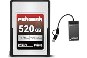 Pergear Professional 520GB CFexpress Type A Memory Card, Up to 880MB/s Read Speed & 900MB/s Write Speed for 4K 120P,8K 30P Re