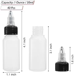 Bekith 40 Pack 1oz Dispensing Bottles, Boston Round