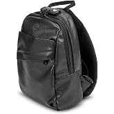 Skunk Uno Cross Body Backpack (Black Leather)
