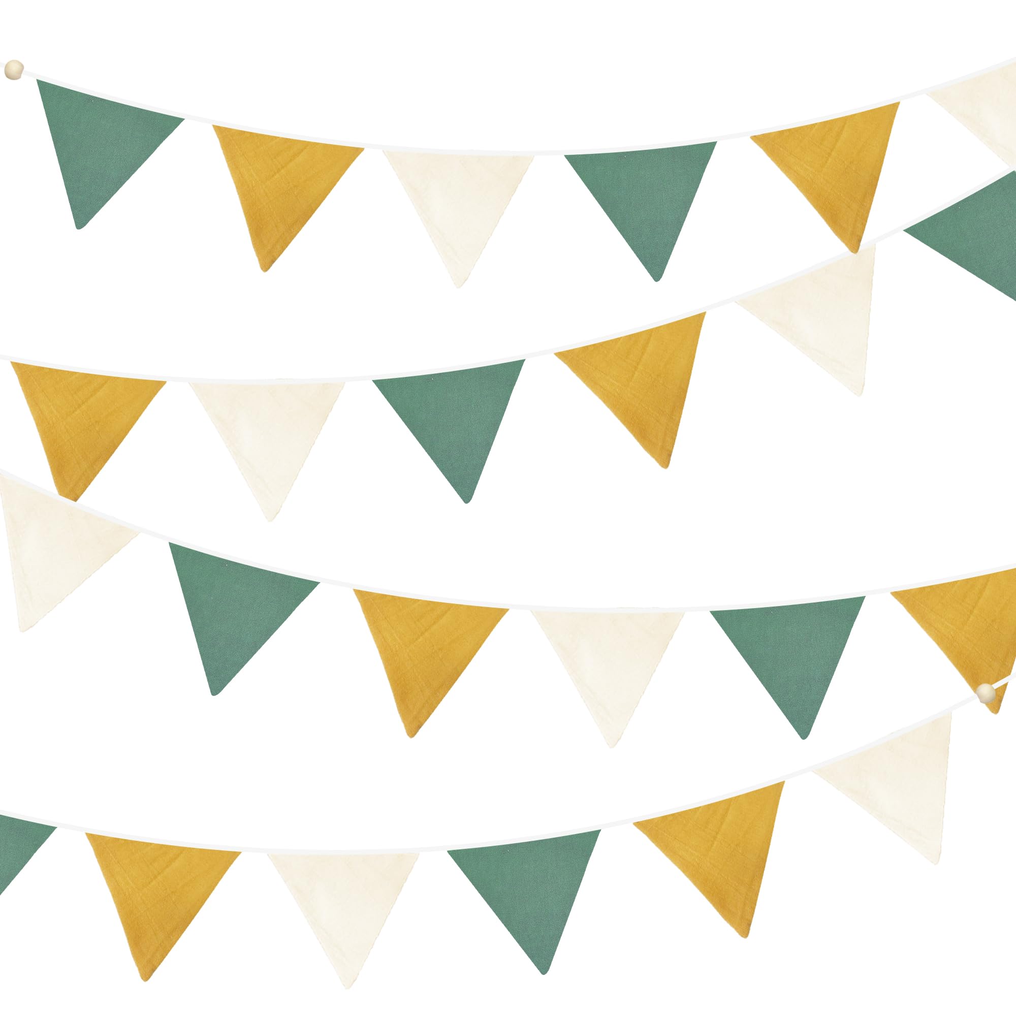 Photo 1 of 2 Sets of Yellow Green Nursery Garland Fabric Baby Banner 24Pcs Linen Triangle Pennant Flags Streamers for Baby Playroom Decor Kids Jungle Safari Golf Birthday Baby Shower Party Decorations