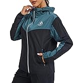 Drehhen Womens Raincoats Waterproof Lightweight Windbreaker Zipper Jacket with Hood for Running Hiking