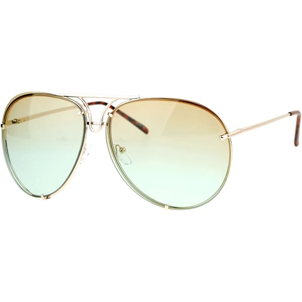 Gold Alloy Steel Rimless Shield Sunglasses UV400 Protection Oversized Aviator GUVIVI Retro Gold Aviator Sunglasses for Women Men, 2025  main image 3