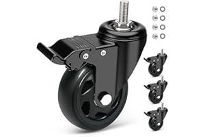 BZOLIHEU Stem Caster Wheels 4 Inch, Threaded Stem Casters Set of 4 Heavy Duty 2200lbs, Metric M10 x 30mm (Diameter 10mm,Length 30mm) Locking Casters Swivel Castor Wheels for Cart, Furniture,Industrial