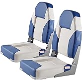 VEVOR 2-Pack 21.85" High Back Boat Seat with Thickened Sponge Padding and Hinge, Fold-Down Boat Captain Chairs, Easy to Store, Ideal for Fishing, Sightseeing