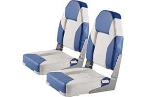 VEVOR 2-Pack 21.85" High Back Boat Seat with Thickened Sponge Padding and Hinge, Fold-Down Boat Captain Chairs, Easy to Store, Ideal for Fishing, Sightseeing