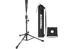 BaseGoal Batting Tee Baseball Tee,Softball Travel Portable Tee Tripod Stand Rubber Tee for Batting Training Practice with Carrying Bag