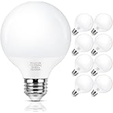 MAXvolador G25 LED Globe Light Bulb 60W Equivalent, Daylight White 5000K E26 Vanity Light Bulbs for Bathroom Makeup Mirror, Round Bulb Non-Dimmable 8-Pack