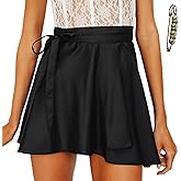 Yazinie Women's Adjustable Wrap Around Tie Belt Skirt Silky Satin Mini Skirt Summer Skirts Black