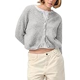 Yuemengxuan Women Cardigan Sweater Button-Down Solid Color V-Neck Long Sleeve Soft Knit Coat Jumper Going Out Wear