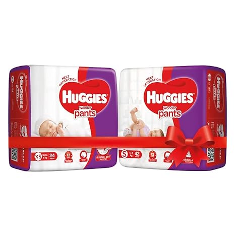 Huggies Wonder Pants Diapers, Extra Small (24 Count) & Huggies Wonder Pants Diapers, Small (Pack of 42)