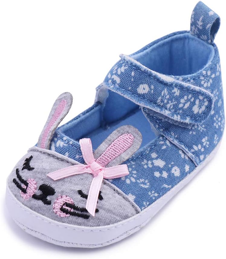 SHOFORT Toddler Shoes Baby Infant Walker Shoes Newborn Boys Girls Soft Sole Prewalkers Shoes (Blue Rabbit, 5.5M/9-15 Months)
