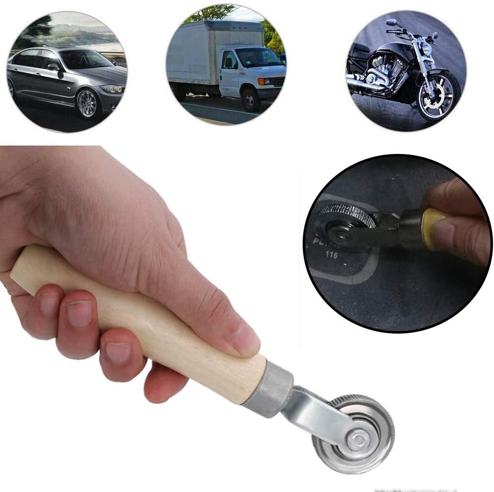 Podoy Tire Patch Wooden Handle Repair 1 1/2" Dia Roller Tool: Automotive