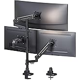 Triple Monitor Mount for up to 35&rsquo;&rsquo; Ultrawide Screens, Heavy Duty,Black | Max holds 26.4lbs(per arm), Stability, Fully Adjustable, Easy to Assemble, Cable Management, C-Clamp, Grommet, VESA 75/100