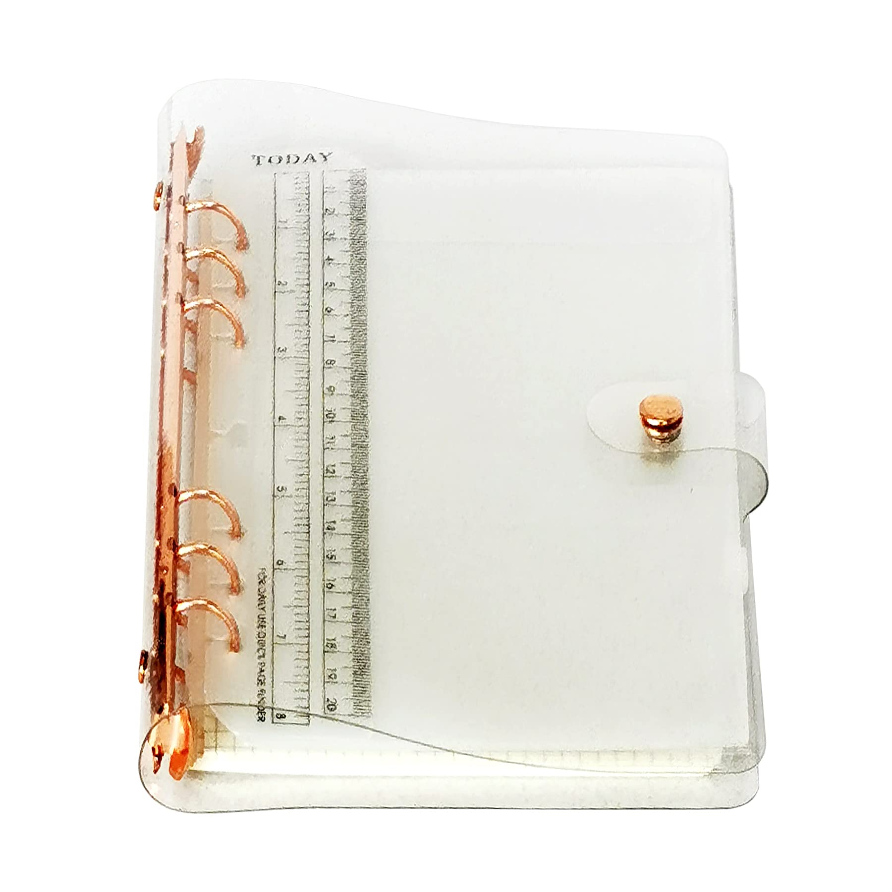A6 A5 6-Holes Colorful PVC Cover Round Ring View Binder with Snap Button Closure File Folder (Rose Gold, A5 Combo)