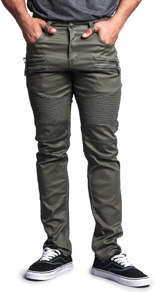 olive biker jeans