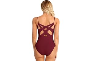 ACSUSS Women's V-neck Ballet Dance Leotard Criss Cross Back Strappy Camisole Bodysuit
