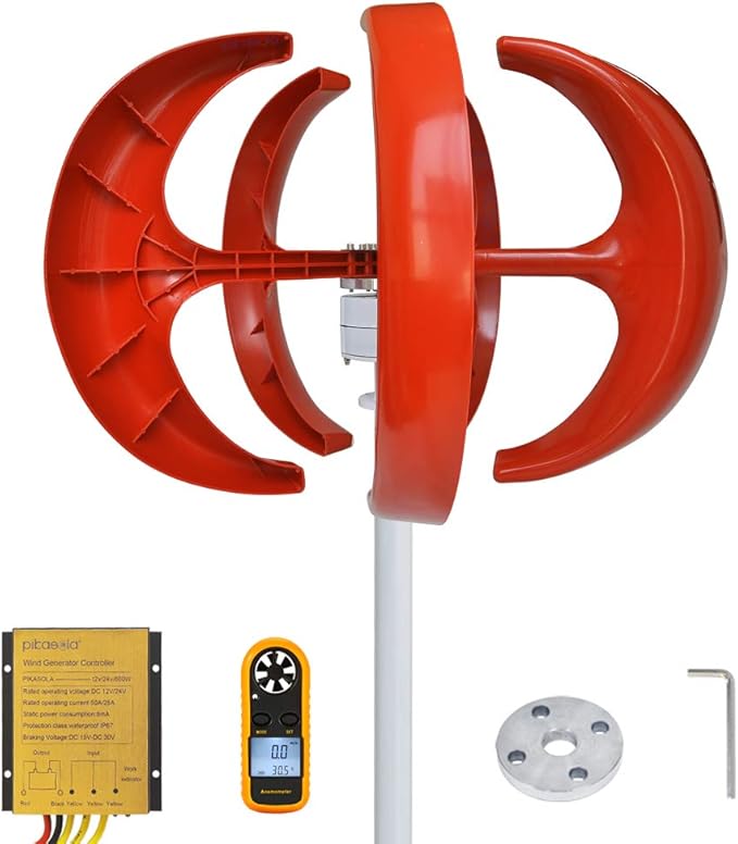 Pikasola Wind Turbine 200W max 220W 12V 5 Blade Wind Vertical Axis