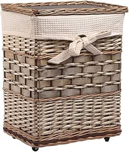 WTianang Canasta de Almacenamiento Cesto de Mimbre con Tapa Tapa Caja