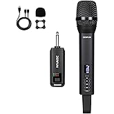 ZERFUN Rechargeable Wireless Microphone, Pro Handheld Cordless Mics System Dynamic with Echo Treble BASS VOL Control for Karaoke Singing Church Party, 1/4'' Output, D240, Black