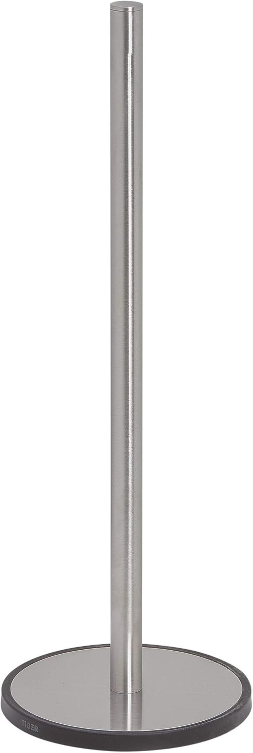 Tiger Tune Spare Toilet Roll Holder, Stores Three Extra Rolls of Toilet Paper, Freestanding, Stainless Steel Brushed, Black