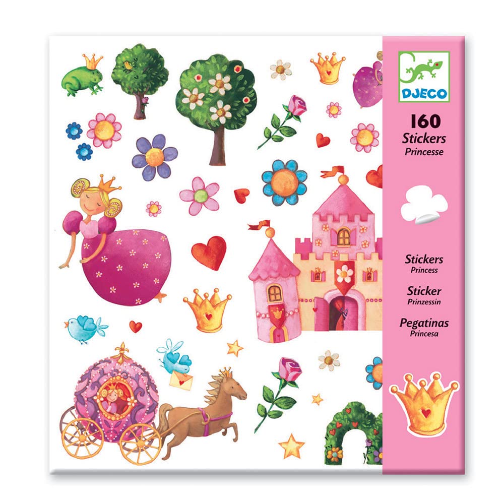DJECO - DJECOBalloons Stickers, Princess Marguerite, Multicoloured (100),Small