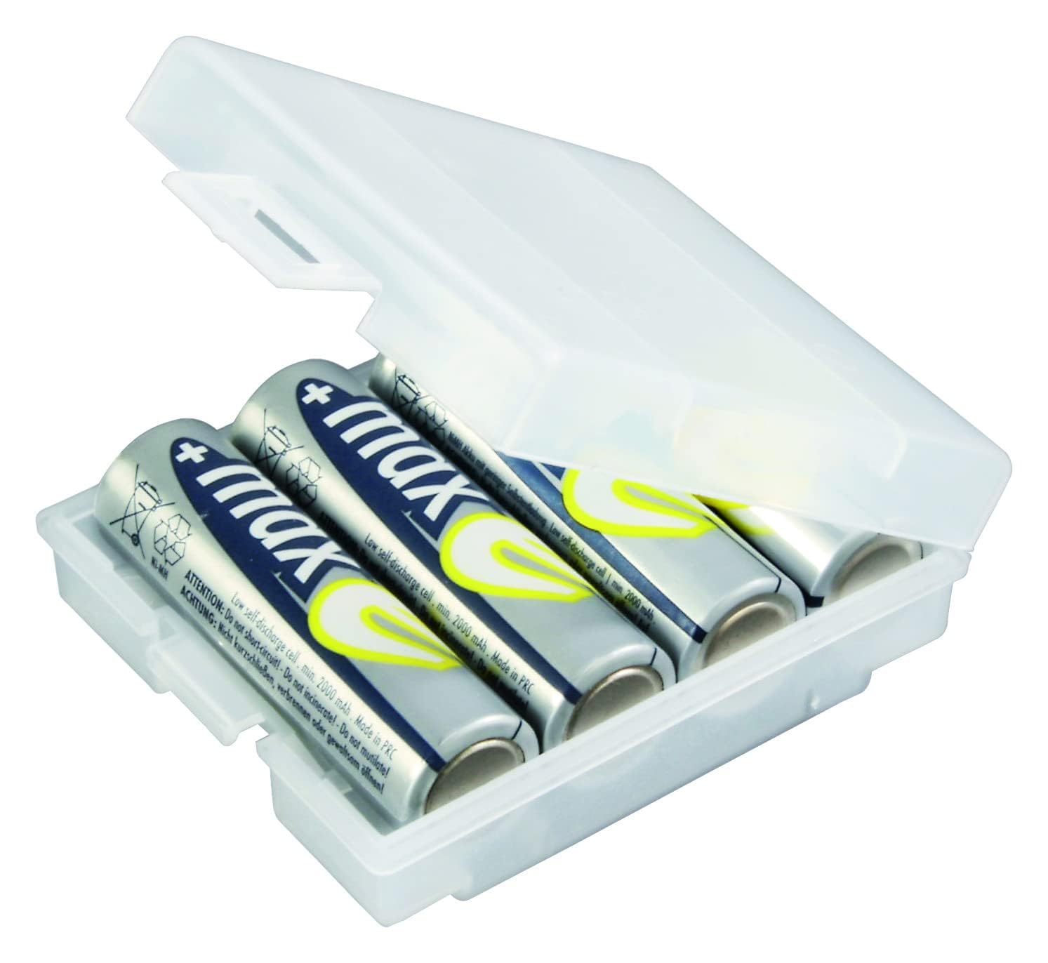 ANSMANN 4-Way Battery Storage Organiser Case For AA/AAA Batteries [Pack of 1] Plastic Storage Holder For up to 4 AA/AAA Batteries - Ideal For Storing Full and Empty Batteries